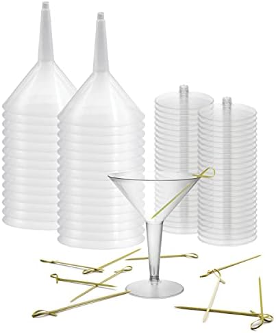 Пластмасови чаши за мартини Party Essentials от две части с 8 унции /Чаши за партита, Прозрачни, 50 броя + 100