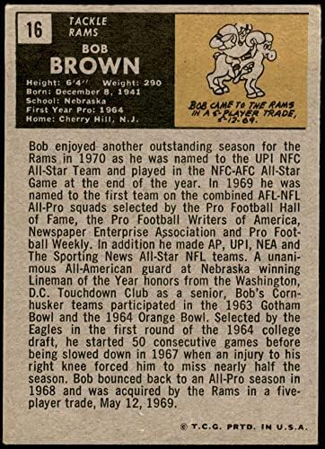 1971 Topps 16 Боб Браун Лос Анджелис Рэмс (Футболна карта) VG/БИВШ Рэмс Небраска