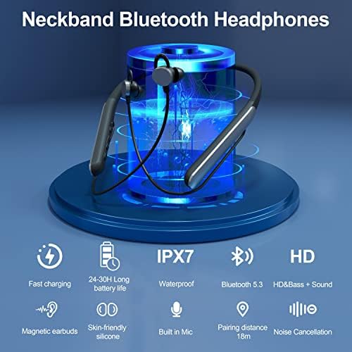 Bluetooth-слушалки ANMISON с шейным ръб, Безжични слушалки с шейным джанта с шумопотискане ENC, слушалки Hi-Fi