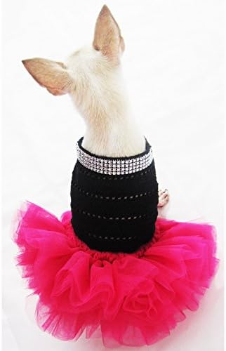Секси пънк-Черна Рокля за кучета с Розова набор 12F, Ръчно изработени (XXS)