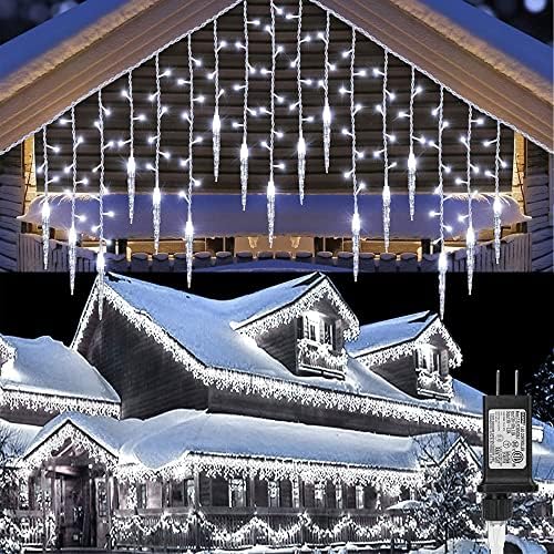 Коледни светлини във формата на ледени висулки на открито, Обновен 360 светодиоди 29,5 фута 8 Режими, Приказни