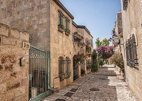 BELECO 20x10ft Плат Иерусалимский Градски Уличен Фон Павиран Улица Древно Селище Стари Каменни Стени на Къщи