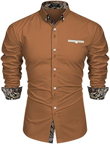 Мъжка Риза COOFANDY с дълъг ръкав, Ежедневни Ризи с копчета