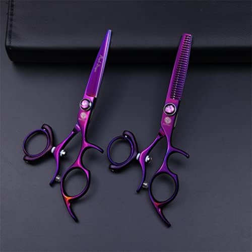FZZDP 6-инчов ярко лилаво, плаващи под ножици, ножици за палеца въртящи фризьорски ножици фризьорски салон,