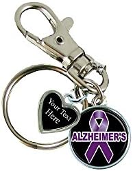 Холи Пътна Лента за информиране за болестта на Алцхаймер Сребърна Верижка за ключове Изберете Вашия Текст