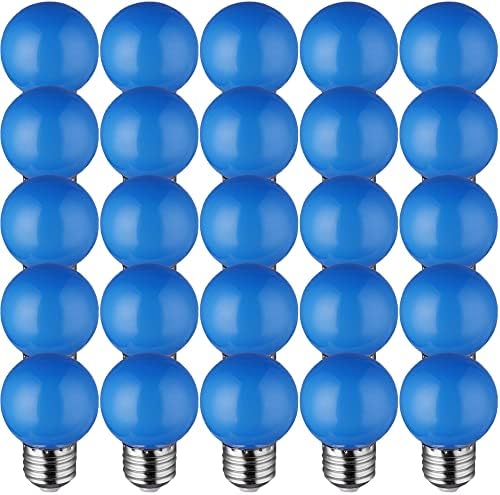 Edearkar G45 Led Синя Крушка е с Цветна Лампа От 3 W Глобус на Лампата E26/E27 База, 110 G45 Led Синя Нощна