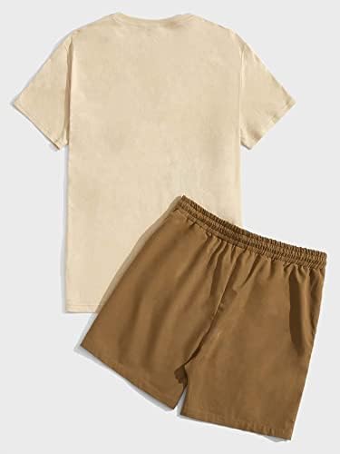 Мъжки дрехи GORGLITTER от 2 теми, Тениска с къс ръкав и завязками на талията с Тропически принтом и къси Панталони,
