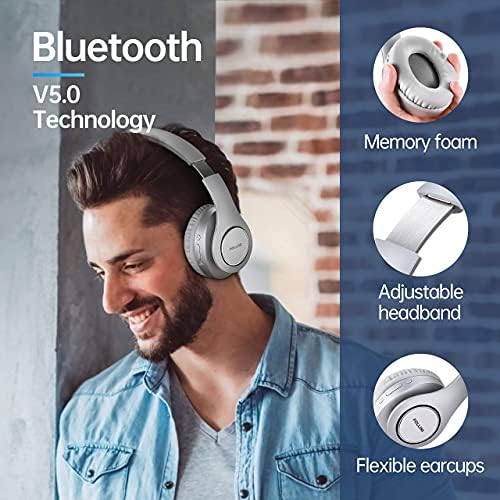 Слушалки pollini Bluetooth в ухото, безжични слушалки V5.0 от 6 режими на еквалайзера, меки слушалки с ефект
