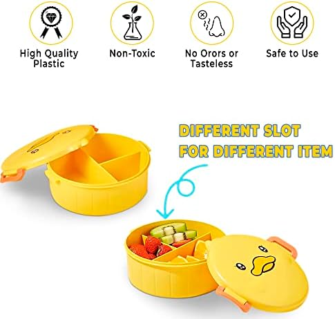 Rawiam Yellow Duck Детски Обяд-Bento-бокс за съхранение на продуктите (с Кръгла форма), Кухненски Принадлежности,
