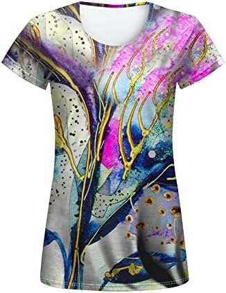 NOKMOPO / Дамски Ризи Размер на Плюс с Къс Ръкав, Модни и Ежедневни Свободна Тениска с Цифрово принтом в формата