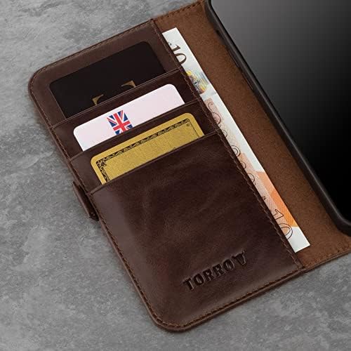 Кожен калъф TORRO, съвместим с iPhone на 12-Pro Max – Чанта-портфейл от естествена кожа с държач за карти и