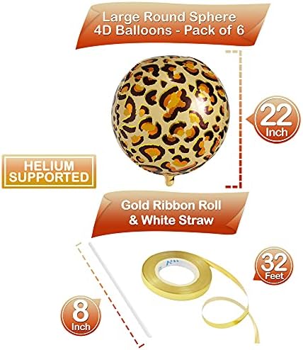 Големи балони с леопардовым модел за парти по случай рожден Ден - 22 инча, опаковка от 6 | Фолио за балони с