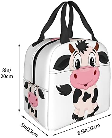 ASEELO Мультяшная Млечна крава, преносима фолио удебелена самозалепваща чанта за обяд, Чанта за обяд, за жени,