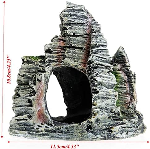 SAWQF Аквариум с изглед към планина, скала, прикрива пещера, Дърво, украшение за аквариум, за украса