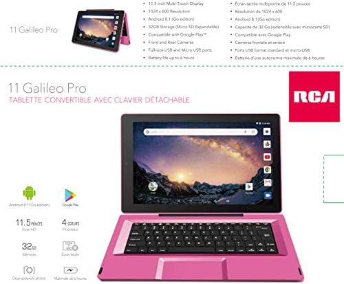 RCA Galileo 11,5 Tablet pc със сензорен екран 32 GB с кутия за клавиатури Четириядрен процесор 1,3 Ghz и 1 GB