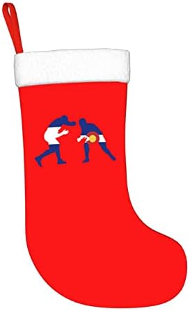 CUTEDWARF Фен на Борба с Флага Колорадо, Коледни Чорапи, Украшения за Елхи, Коледни Чорапи за Коледа на Празнични