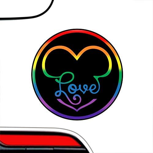 ЛГБТ Дъга Сърцето на Ушите си Любов-това е Всичко Стикер - Гей Гордост Премия Vinyl Стикер 3x3 См за Автомобилни