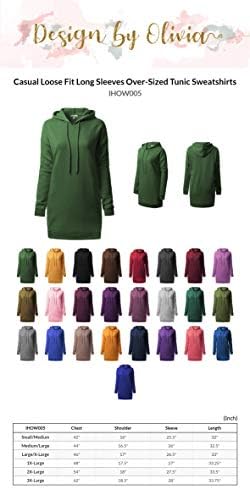 Дизайн от Olivia Дамски Ежедневни Блузи с качулка от Руно на Големия размер, с дълъг ръкав, Без Пуловер, Туника