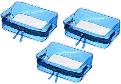 PATIKIL 9,1 x3 x6,3 Прозрачни Пътни Чанти за тоалетни принадлежности, 3 опаковки Косметичек от PVC, Косметичка