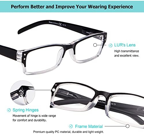 LUR 4 Опаковки класически очила за четене + 3 опаковки на метални очила за четене (само 7 двойки ридеров + 3,50)