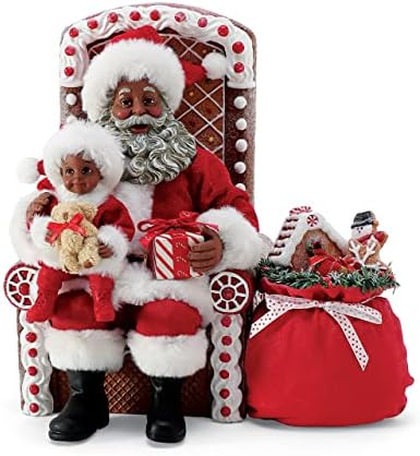 Отдел 56 Възможни Мечти Коледни Традиции на Дядо Коледа Фигурка във формата на Пряничного Стола, 10 Инча, Многоцветен