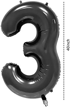 QWEQWE Черен Номер 33 Балони 40 Фольгированный Номер Балон 33-ти Рожден Ден Балони Цифра 33 Гелиевые Големи