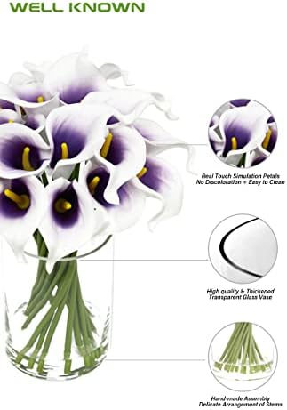 ДОБРЕ ИЗВЕСТНИ Изкуствени Цветя Кала 20 бр. в Стъклена Ваза, от Истинските Цветя, изработени от Изкуствени цветя