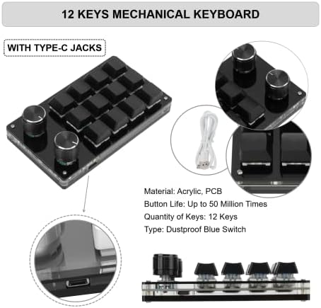 Ръчна Цифрова клавиатура KUIDAMOS с 12 бутони, Мини-Ръчна Детска клавиатура, Макроклавишная дръжка с функция