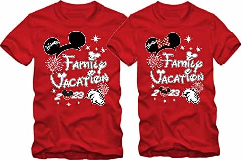 Тениски за семейна почивка Family 2023 с Мики и Мини маус, Еднакви Тениски, Мъжки Дамски Младежки тениски