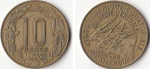 Африканска Африка Камерун 10 Франка Монета Година на Случайни Чуждестранни Монети Колекцията Подаръци 50 Точки