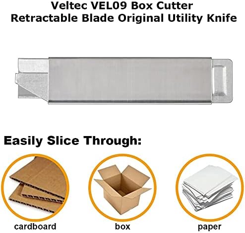 Veltec Стандартен Нож за рязане на кутии с Подвижни острие Оригинален Универсален Нож за Кутии, Хартия, картон,