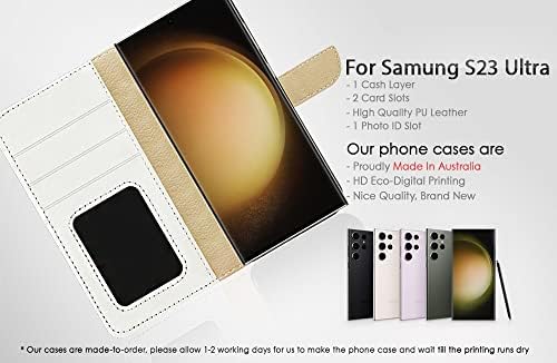 за Samsung S23 Ultra, за Samsung Galaxy S23 Ultra, Дизайнерски Калъф-портфейл с панти капак за телефон, A24195