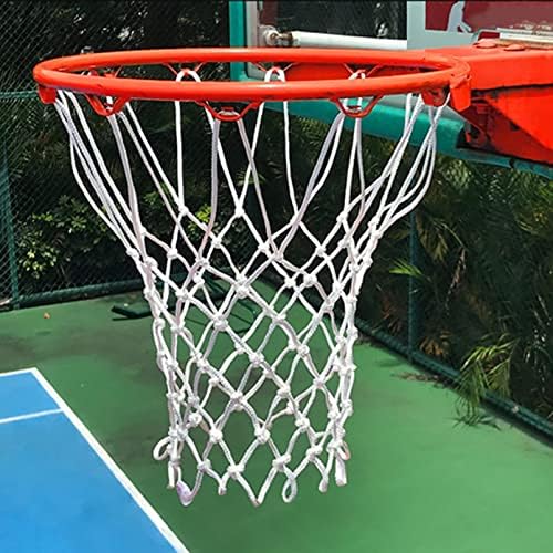 Баскетболна мрежа за подмяна на стандартните обръч Спортна мрежа с ръб от нишки 12 линии 5 мм бял Найлон