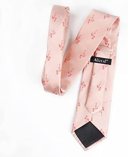 Набор от връзки Alizeal Flamingo за мъжки Абитуриентски бал, Обикновен Вратовръзка и Носна кърпичка