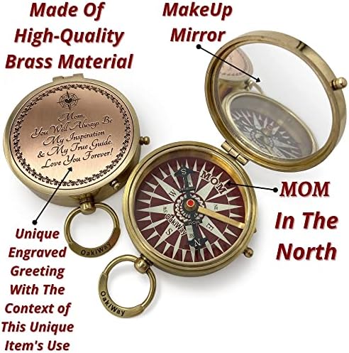 Подаръци OakeWay за майка на дъщеря или син - Мамино Огледало за грим Compass Gold - рожден Ден, Ден на майката,