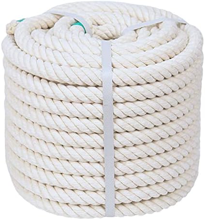 Въже от естествен памук (1/2 x 100 фута) Дебела Бяла Въже за Бродерия, Закачалки за растенията, Хамак,
