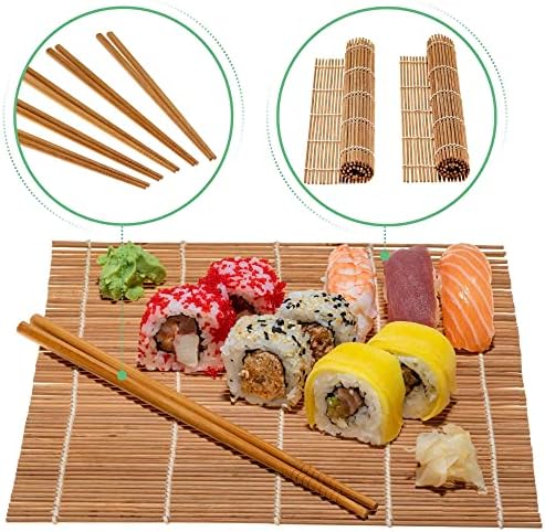 Набор за приготвяне на суши BlauKe – 2 Бамбукови подложка за листове суши, 5 Чифта Пръчици за хранене, на Плешката