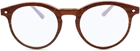 Дървени кафяви кръгли очила синьо за мъжете и жените, за да изглежда модерно, с ясно зрение - Силни очила за