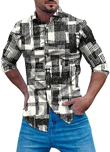 Комплект спортни Облекла Мъжка Мода Ежедневни Шарени Цветен Блок Срастване Отворотов Маншет с Копчета на Риза