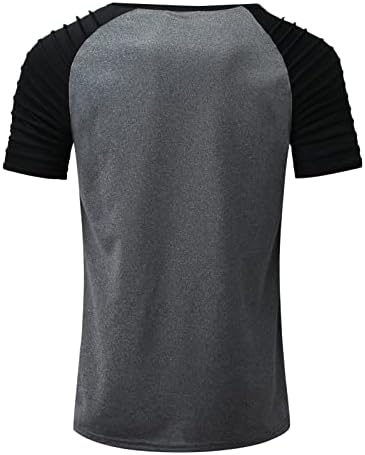 XXBR Мъжки солдатские тениски с къс ръкав, Летни нагънат тениски с цветни блокчета на раменете, Лоскутные Спортни,