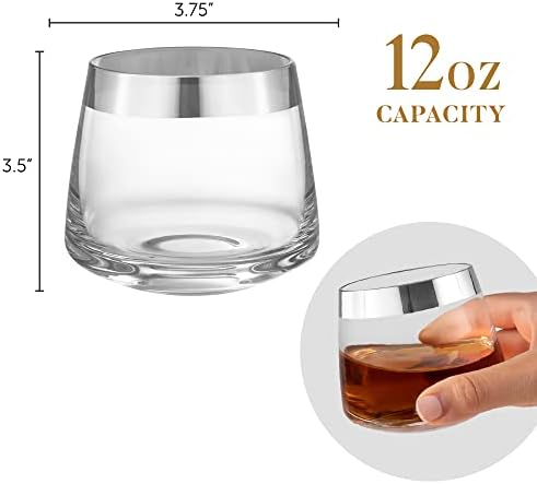Набор от Lumi и Numi от 2 чаши за уиски – 12 грама на лентата и бърбън в сребърна рамка. Стъкло - Ръчна изработка,