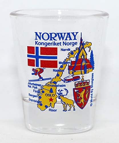 Норвежки забележителности и икони Колаж от Чаши за вино