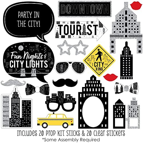 Голяма точка за щастие на хоризонта Нощно града - Набор от подпори за фотобудки за партита в Ню Йорк - от 20