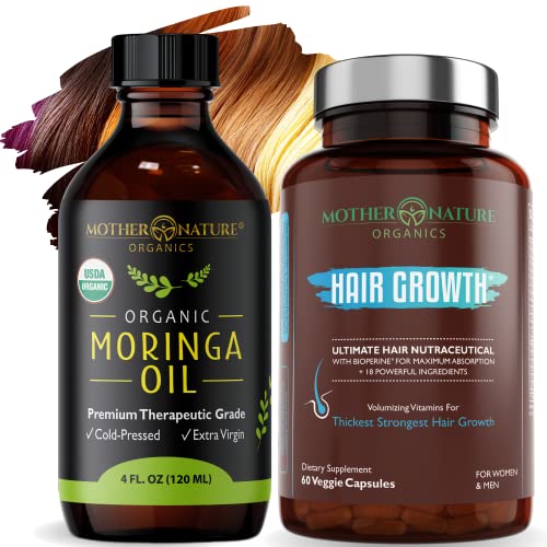 Питайте и укрепване на косата отвътре с масло моринги Mother Nature Organics и капсули за растежа на косата