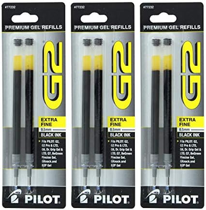 Pilot G2, Dr. Grip Gel / Оод, ExecuGel G6, Гел Мастило за презареждане дръжки Q7 Rollerball, 0,5 mm, Extra Fine
