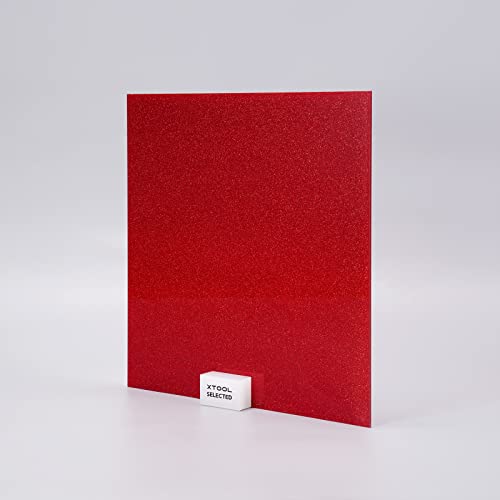Акрилни листове xTool, 12 x 12 Прозрачен лист с червен Блясък с дебелина 1/8 инча, състоящ се от 2 Части-Прозрачна