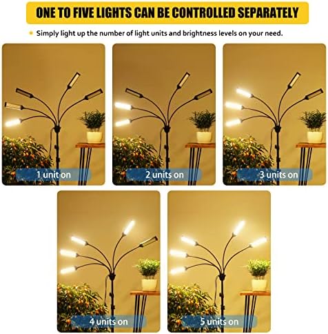 Aukphie Grow Lights за стайни растения, led лампа за отглеждане на целия спектър със стойка, автоматично включване