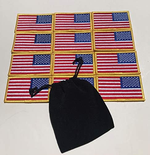 12 опаковки обърнати ленти с флага на сащ, бродирани златен кант