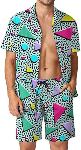 Perbai Мъжки Облекла от 2 теми 80-90-те години, Хавайски Комплекти, Блузи, Ежедневни Плажна Риза С Къс ръкав