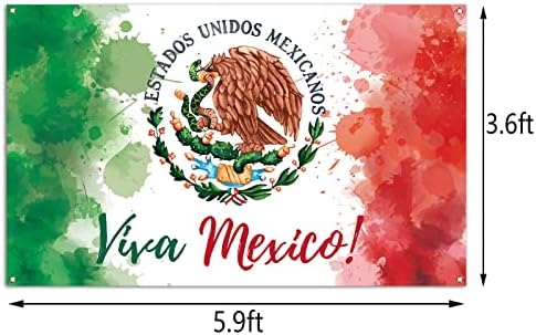 Pudodo Viva Мексико Фон Банер на 16 септември Мексикански Ден на Независимостта Парти Снимка Фон монтаж на стена за Украса